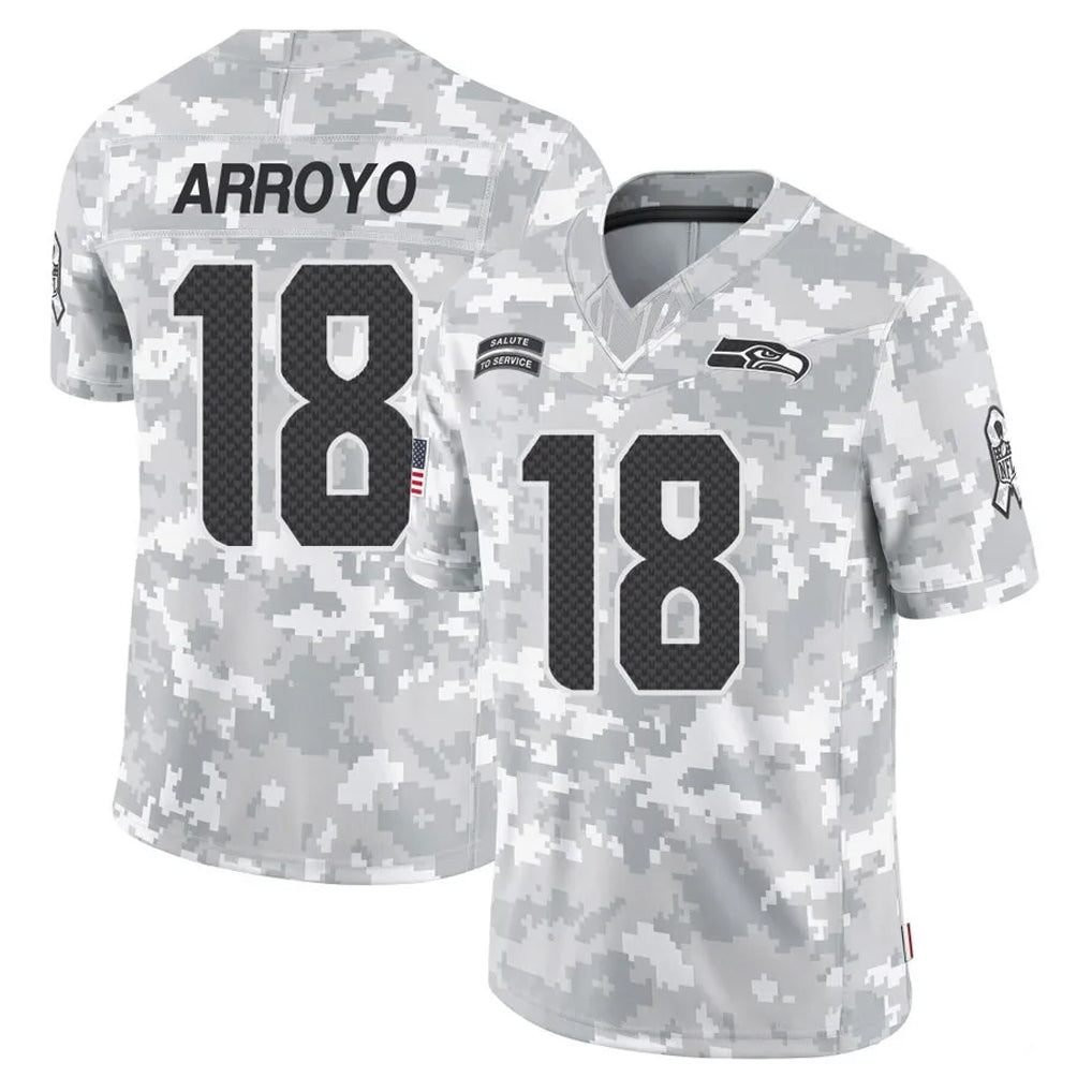 S.Seahawks #18 Elijah Arroyo Player Arctic Camo Limited Salute To Service Home Game PETTCS Stitched Jerseys
