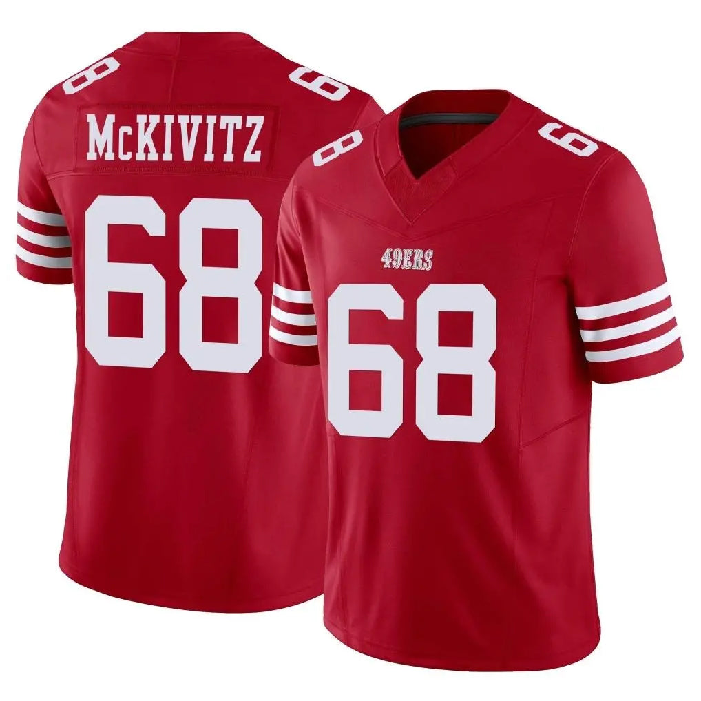 SF.49ers #68 Colton McKivitz Player Red Limited Vapor F.U.S.E. Home Game PETTCS Stitched Jerseys