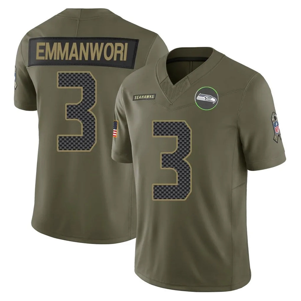 S.Seahawks #3 Nick Emmanwori Player Olive 2025 Salute To Service Limited Home Game PETTCS Stitched Jerseys