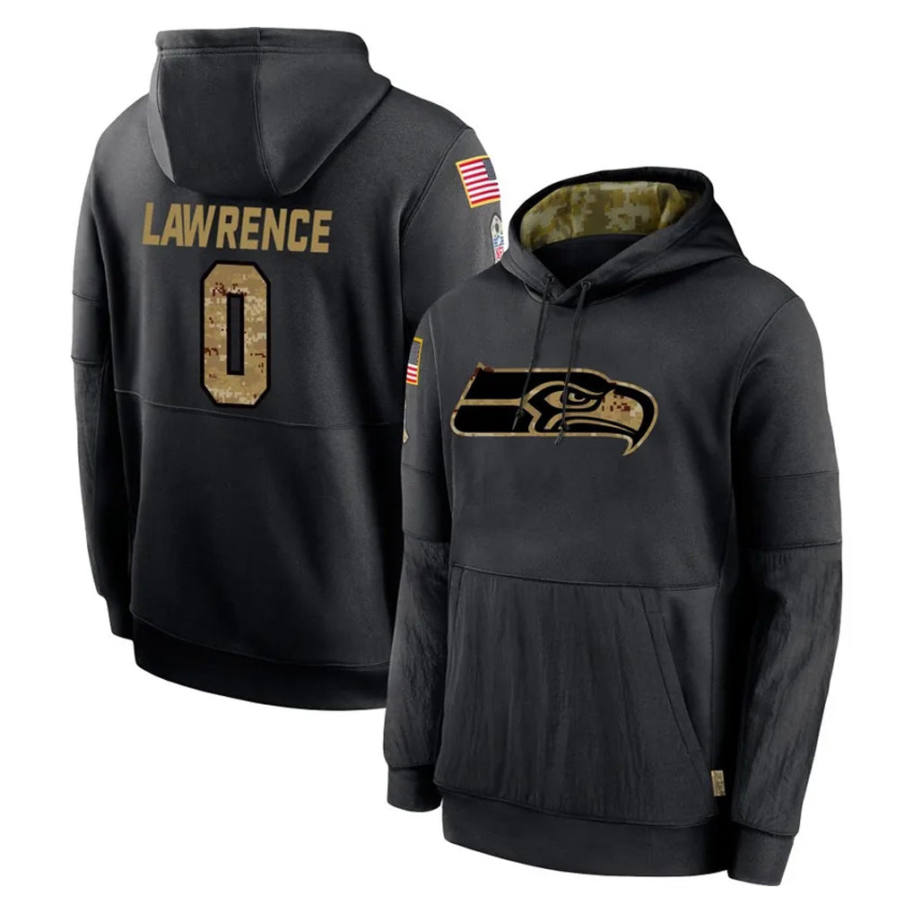 S.Seahawks #0 DeMarcus Lawrence Player Black Salute to Service Hoodies Limited Game PETTCS Stitched Jerseys