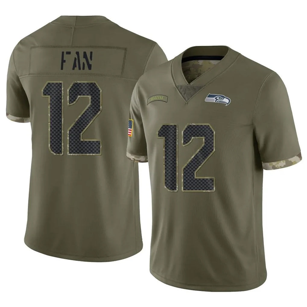 S.Seahawks #12 12th Fan Player Olive Limited Salute To Service Home Game PETTCS Stitched Jerseys