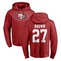 SF.49ers #27 Ji'Ayir Brown Player Red LOGO Pullover Hoodies Home Game PETTCS Stitched Jerseys