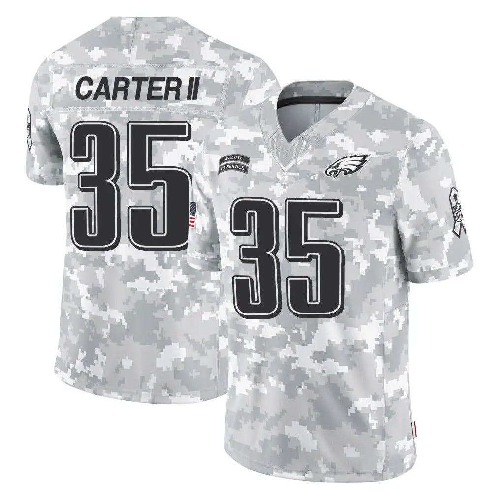 P.Eagles #35 Michael Carter II Player Arctic Camo Salute to Service Limited Game PETTCS Stitched Jerseys