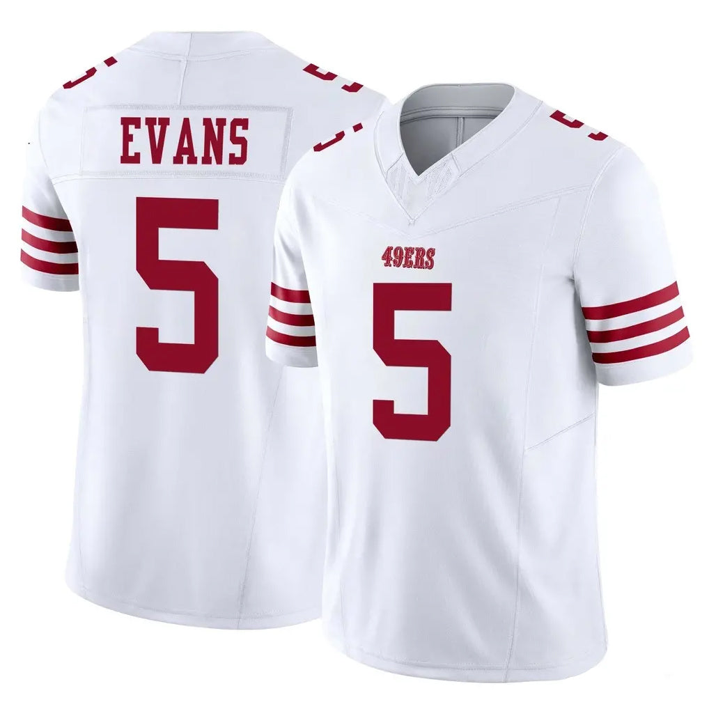 SF.49ers #5 Mike Evans Player White Limited Vapor F.U.S.E. Home Game PETTCS Stitched Jerseys