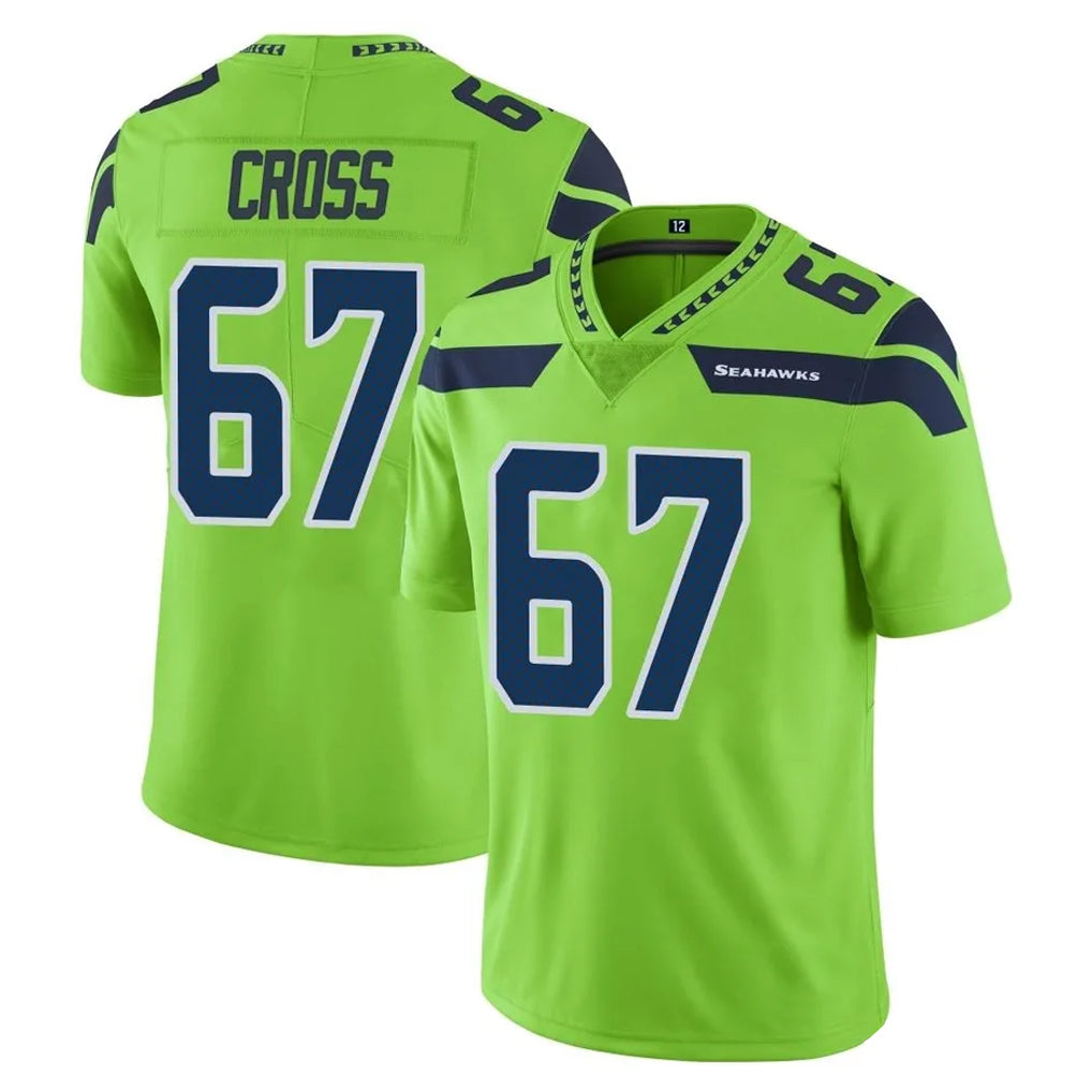 S.Seahawks #67 Charles Cross Player Green Limited Color Rush Home Game Ddoa Stitched Jerseys