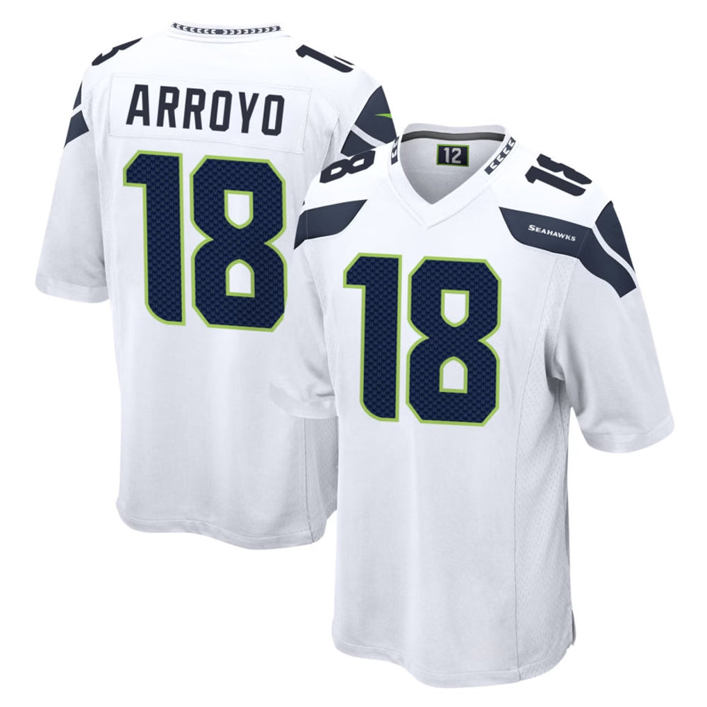 S.Seahawks #18 Elijah Arroyo Player White Home Game PETTCS Stitched Jerseys