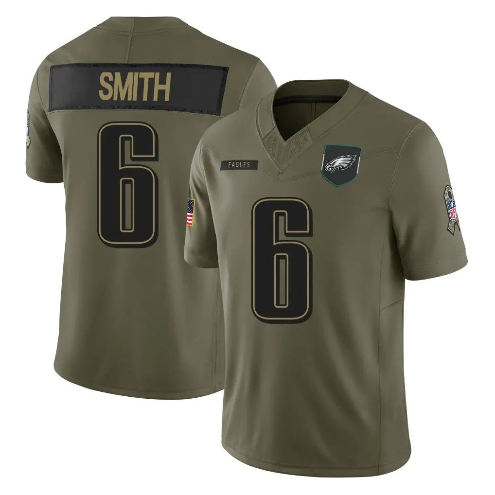 P.Eagles #6 DeVonta Smith Player Olive 2025 Salute To Service Limited PETTCS Stitched Jerseys