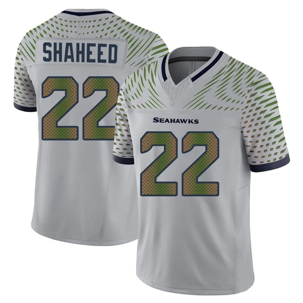 S.Seahawks #22 Rashid Shaheed Player Grey Limited 2025 Rivalries Collection Home Game PETTCS Stitched Jerseys