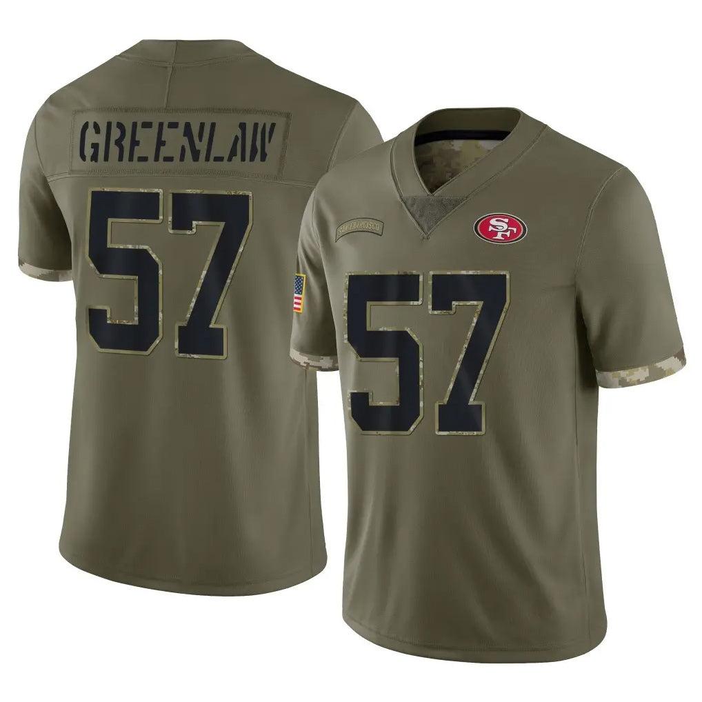 SF.49ers #57 Dre Greenlaw Player Olive Limited Salute To Service Home Game PETTCS Stitched Jerseys