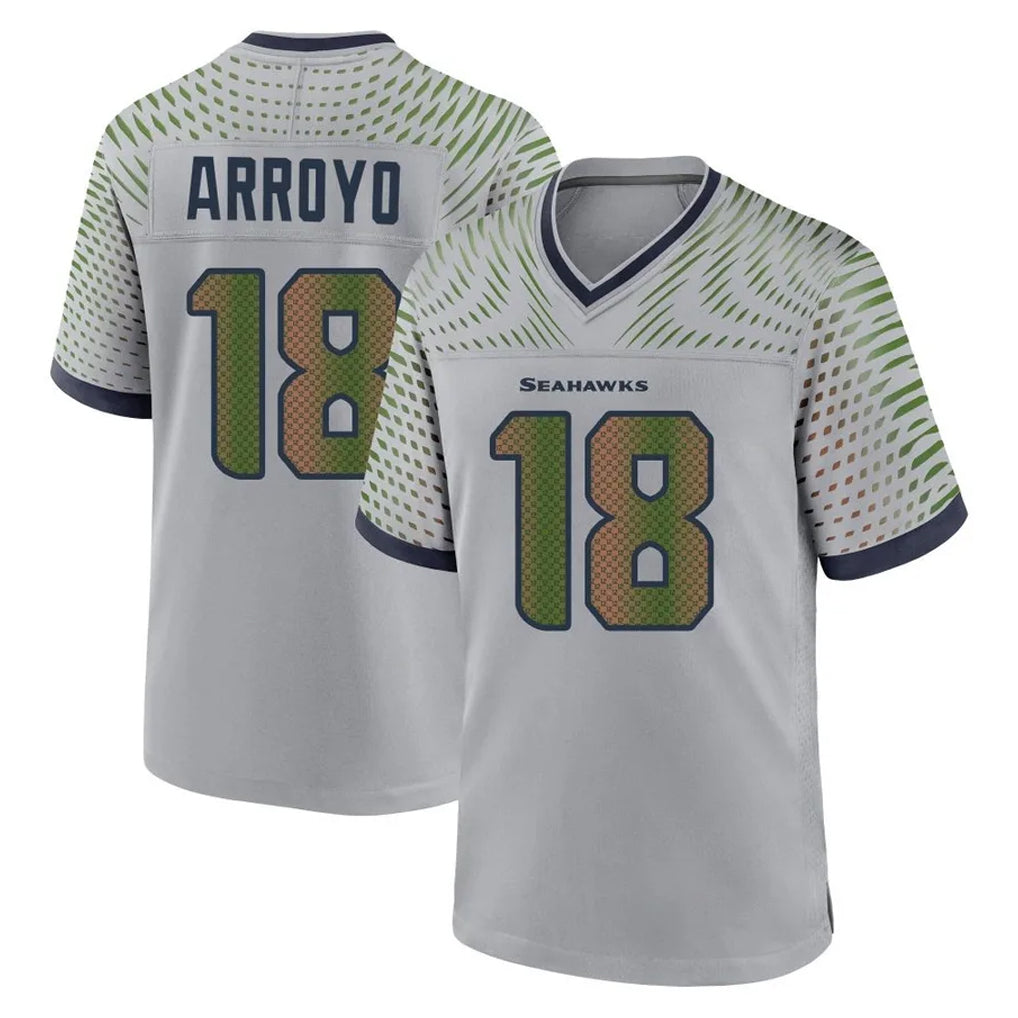 S.Seahawks #18 Elijah Arroyo Player Grey 2025 Rivalries Collection Home Game PETTCS Stitched Jerseys