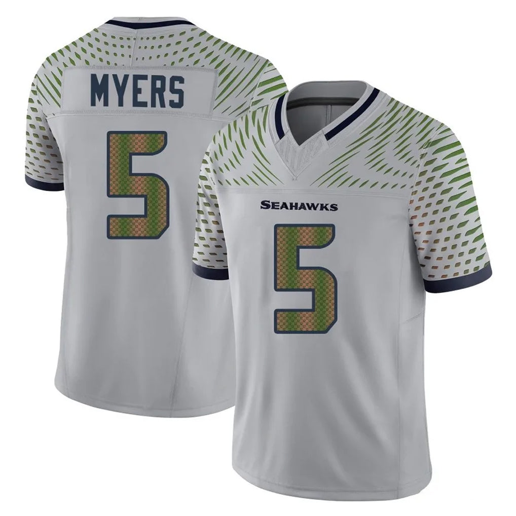 S.Seahawks #5 Jason Myers Player Grey Limited 2025 Rivalries Collection Home Game PETTCS Stitched Jerseys