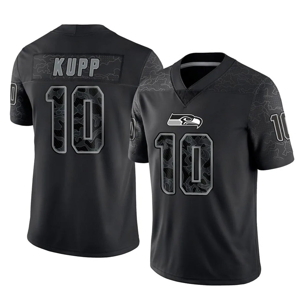 S.Seahawks #10 Cooper Kupp Player Black Limited Reflective Home Game PETTCS Stitched Jerseys