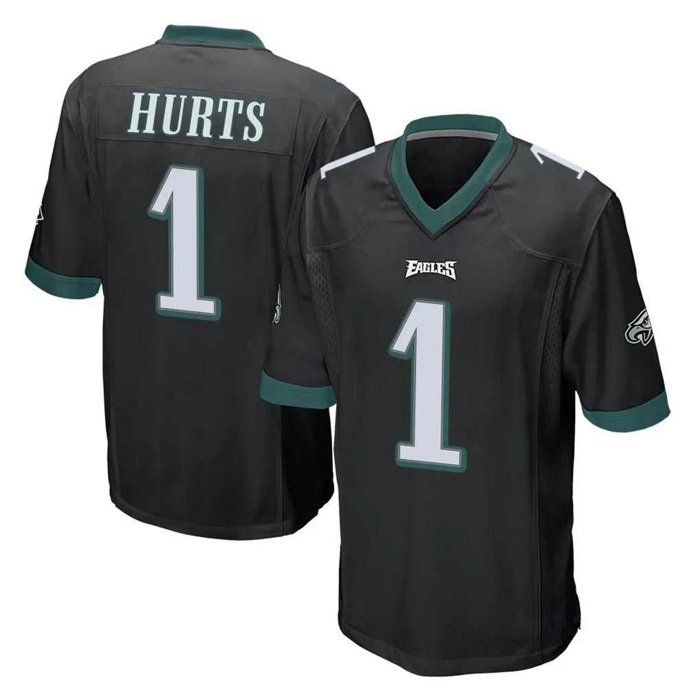 P.Eagles #1 Jalen Hurts Player Black Home Game PETTCS Stitched Jerseys