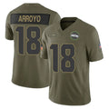 S.Seahawks #18 Elijah Arroyo Player Olive 2025 Salute To Service Limited Home Game PETTCS Stitched Jerseys