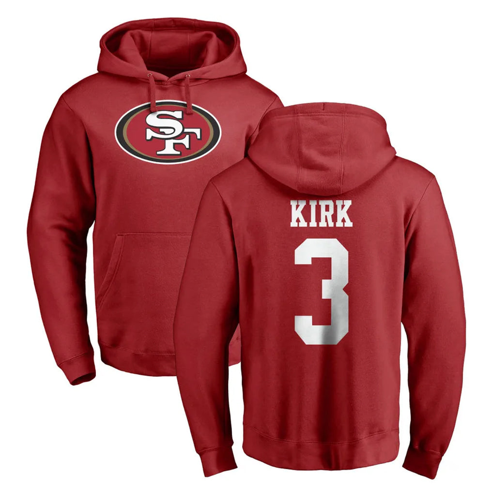 SF.49ers #3 Christian Kirk Player Red LOGO Pullover Hoodies Home Game STECN Stitched Jerseys