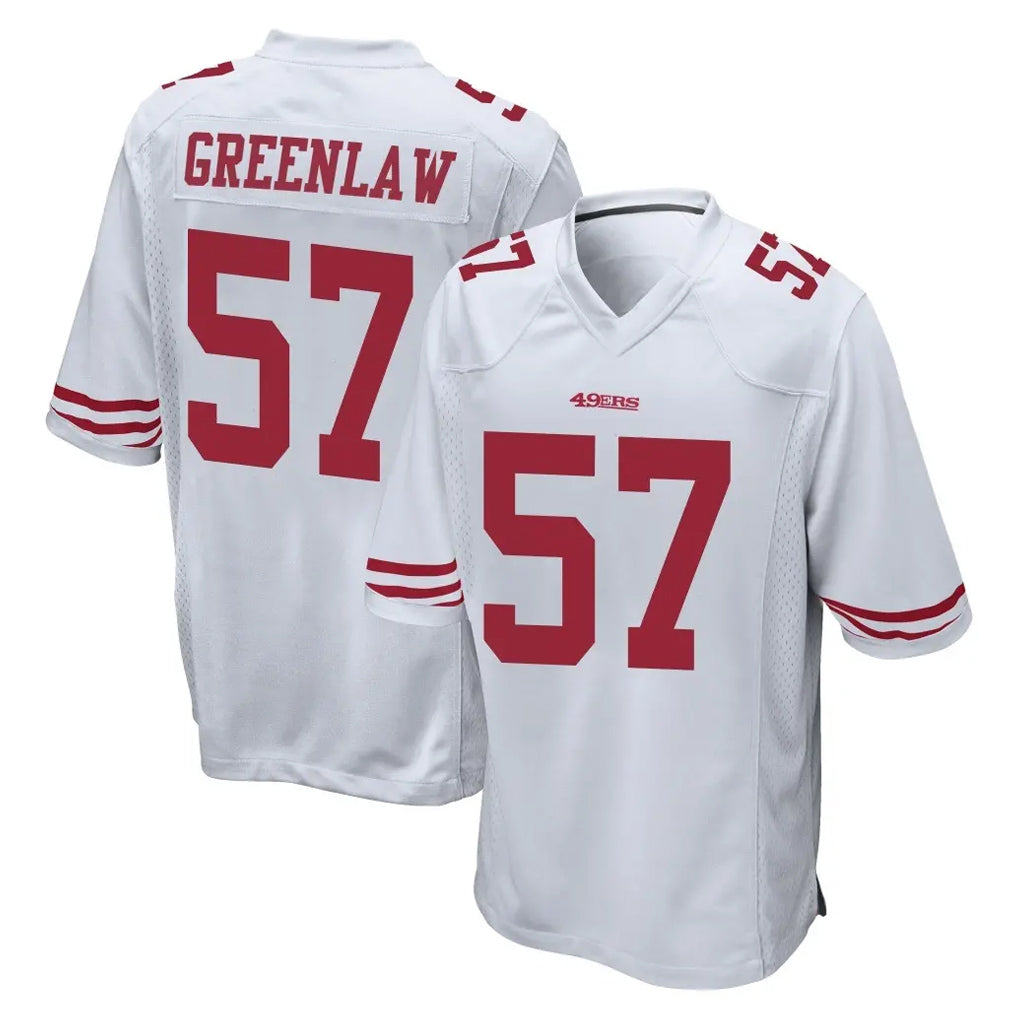 SF.49ers #57 Dre Greenlaw Player White Home Game PETTCS Stitched Jerseys