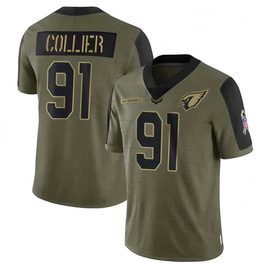 A.Cardinals #91 L.J. Collier Player Olive Salute To Service PETTCS Stitched Jerseys