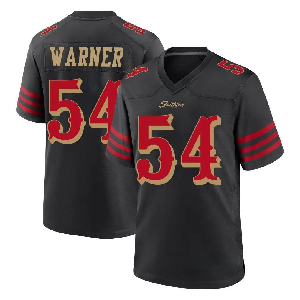 SF.49ers #54 Fred Warner Player Black Rivalries Collection Home Game PETTCS Stitched Jerseys