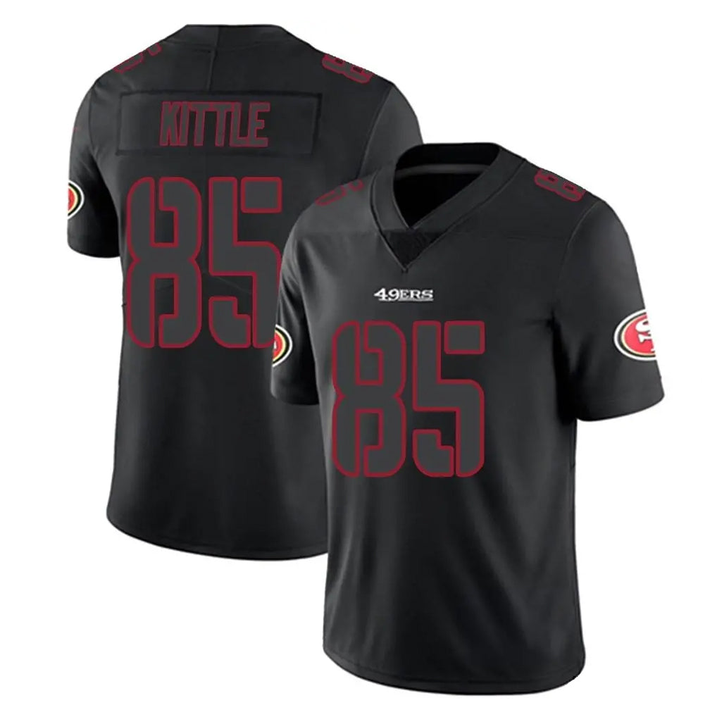 SF.49ers #85 George Kittle Player Black Impact Limited Home Game PETTCS Stitched Jerseys