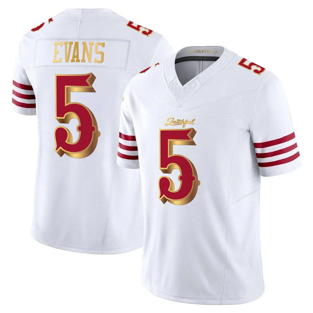 SF.49ers #5 Mike Evans Player White 2025 Rivalries Collection Game Limited PETTCS Stitched Jerseys