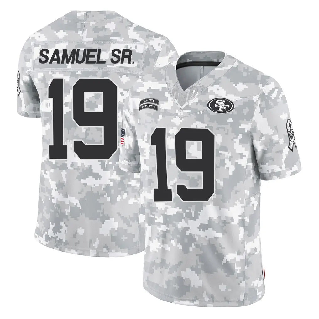 SF.49ers #19 Deebo Samuel Sr. Player Arctic Camo Limited Salute To Service Home Game PETTCS Stitched Jerseys