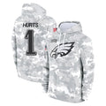 P.Eagles #1 Jalen Hurts Player Arctic Camo Salute to Service Pullover Hoodies Limited Game PETTCS Stitched Jerseys