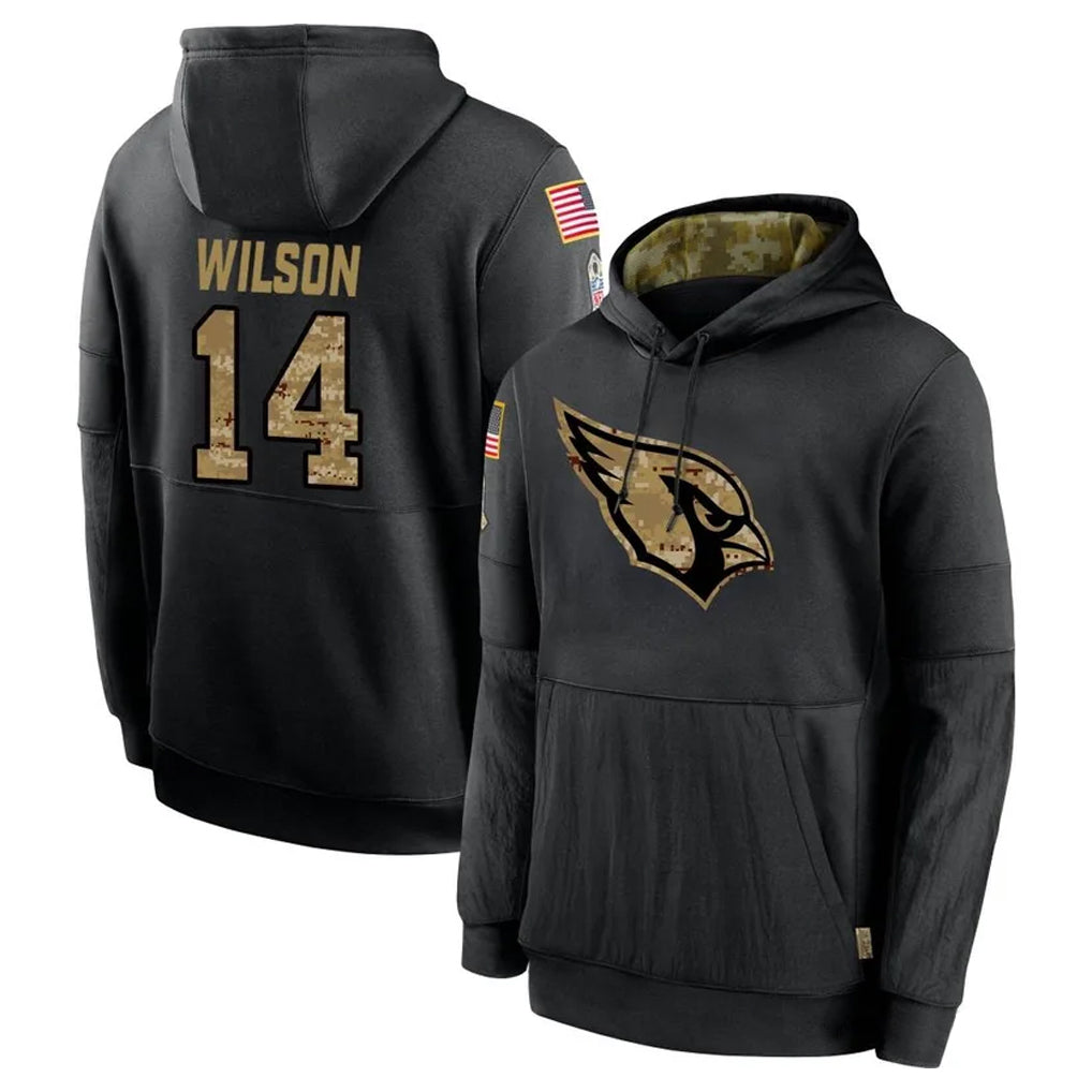 A.Cardinals #14 Michael Wilson Player Black Salute to Service Hoodies PETTCS Stitched Jerseys