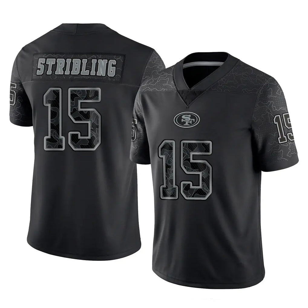 SF.49ers #15 De'Zhaun Stribling Player Black Limited Reflective Home Game PETTCS Stitched Jerseys