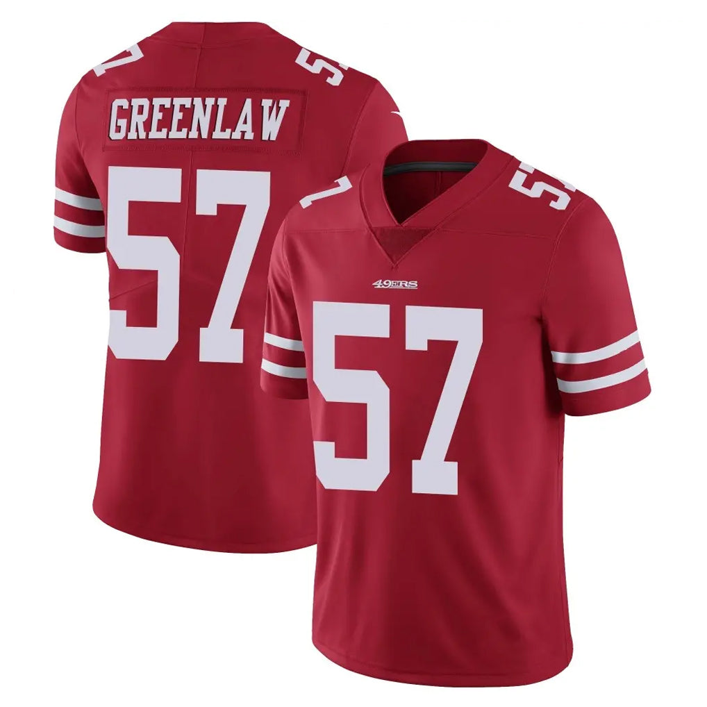 SF.49ers #57 Dre Greenlaw Player Red Limited Vapor Untouchable Home Game PETTCS Stitched Jerseys