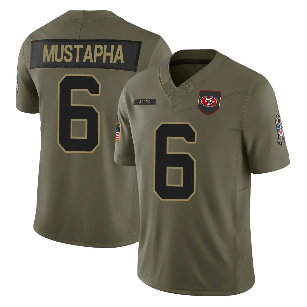SF.49ers #6 Malik Mustapha Player Olive 2025 Salute To Service Limited Home Game PETTCS Stitched Jerseys