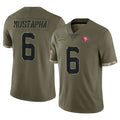 SF.49ers #6 Malik Mustapha Player Olive Limited Salute To Service Home Game PETTCS Stitched Jerseys