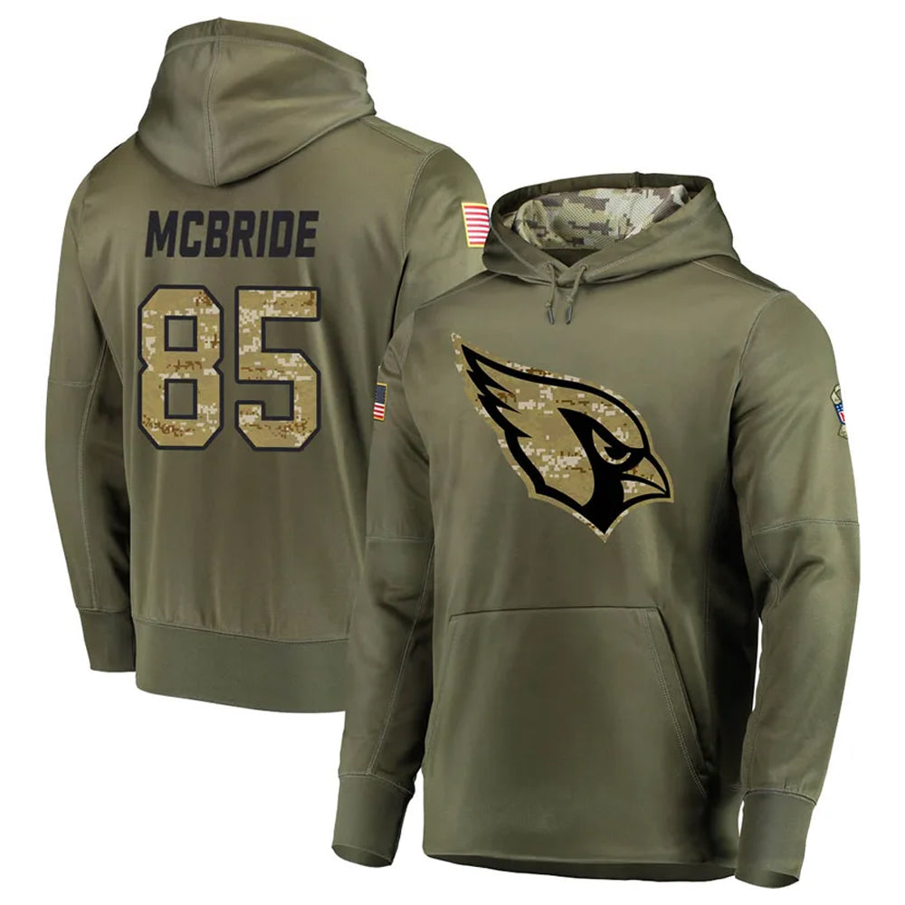 A.Cardinals #85 Trey McBride Player Olive Salute to Service Limited Hoodies PETTCS Stitched Jerseys