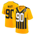 P.Steelers #90 T.J. Watt Player Gold Limited 1933 Throwback Home Game PETTCS Stitched Jerseys