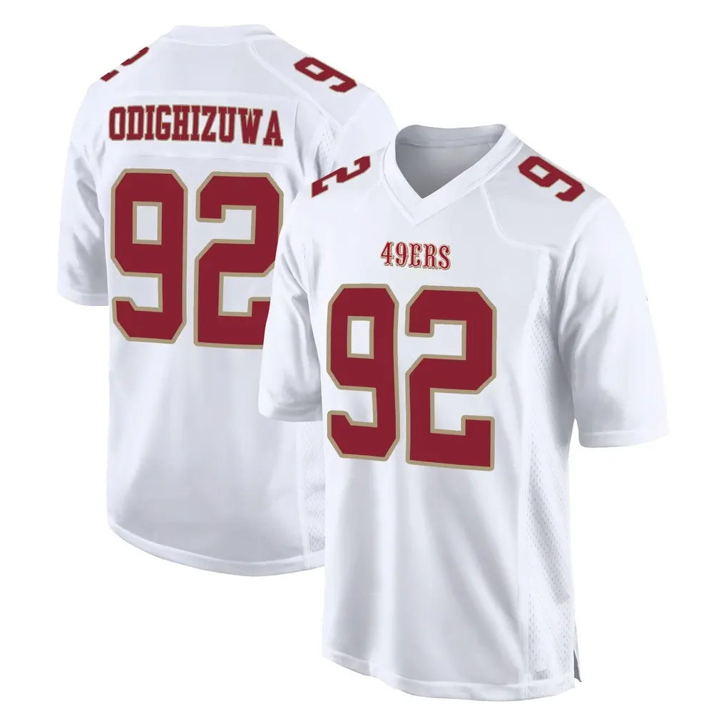 SF.49ers #92 Osa Odighizuwa Player White Fashion Home Game PETTCS Stitched Jerseys
