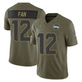 S.Seahawks #12 12th Fan Player Olive 2025 Salute To Service Limited Home Game PETTCS Stitched Jerseys